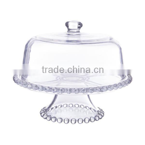 Handmade Glass Cake Stand with beads