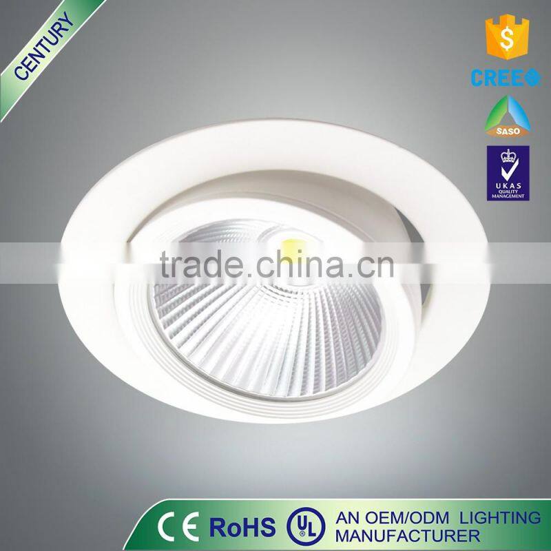 Free sample CE IP20 25W metal round cob rated led downlight
