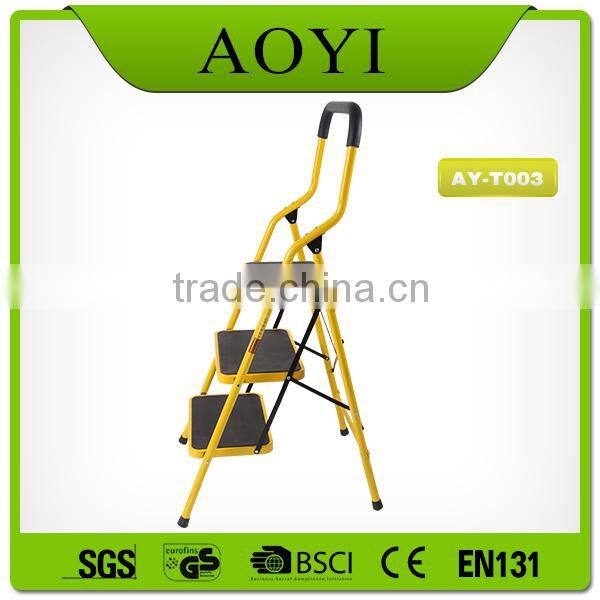 EN131-approved red color steel ladder with handrail
