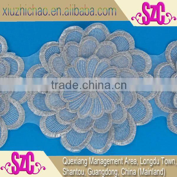 manufacturer design handmade polyester organza 3d flower lace