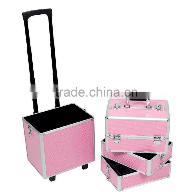 4 in 1 Makeup Nail Case Vanity Hairdressing Cosmetics Beauty Box Trolley