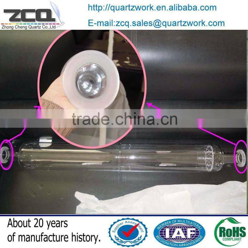 clear high temperature resistatnt quartz tube with large flange for quartz tube oven
