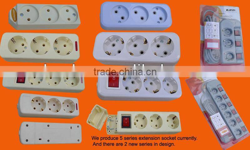 European style 4 way extension power socket with earth (E5004E)