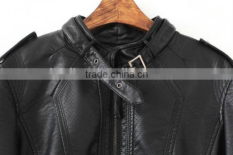 Classic fashion women's pu leather jacket design in 2014