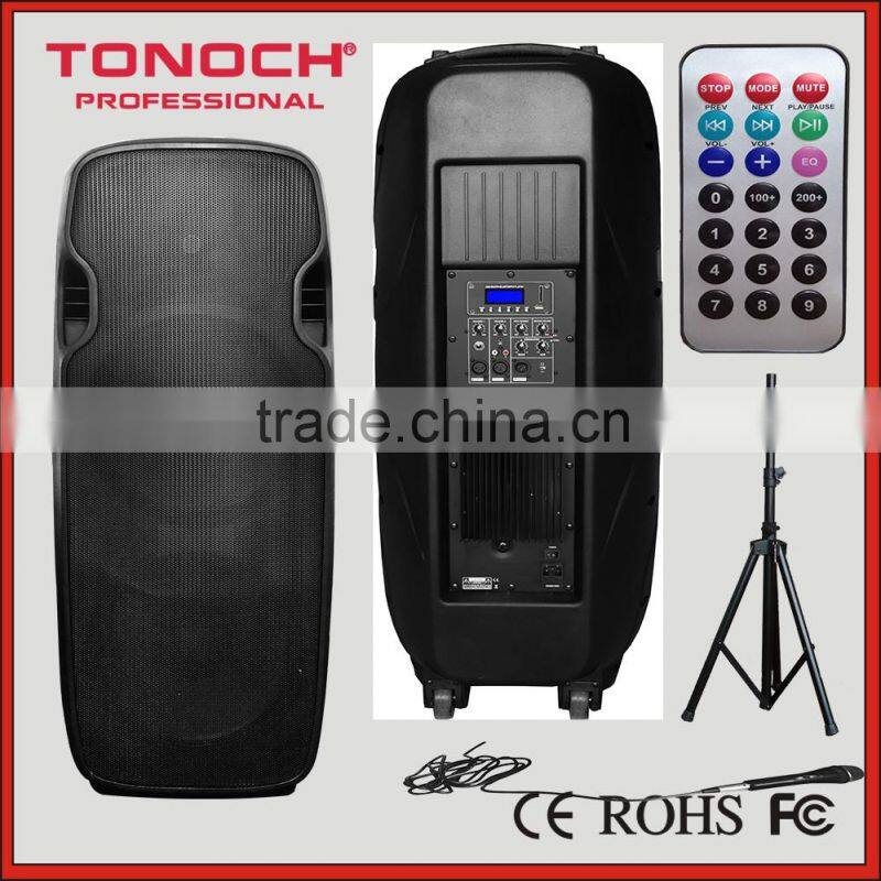 DUAL 15 inch 2 way plastic Professional sound active speaker with light