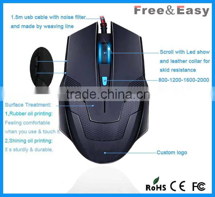 6D Ergonomic Glowing Gaming Mouse with Scroll can do Led show