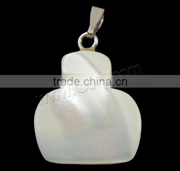 White With Brass Bail Natural Freshwater Shell Pendants