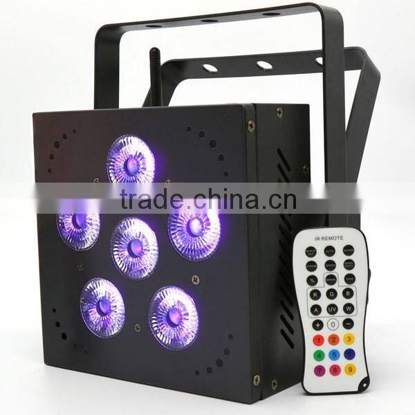 6X18W 6 IN 1 rgbwa uv battery powered wireless dmx led flat par can for wedding decoration