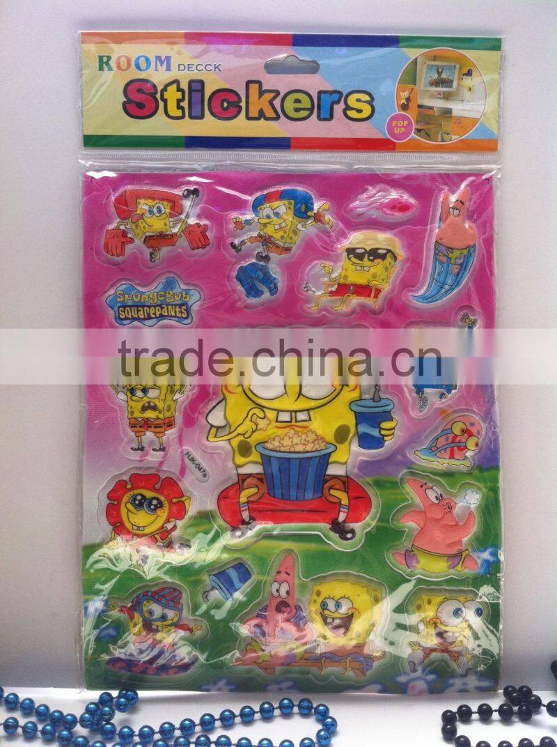 Cangnan factory custom room decor embossing pvc sticker,kids room decor 3d sticker