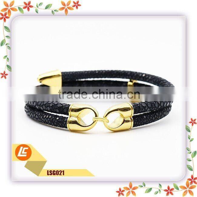 Fashionable high class leather bacelet genuine stingray skin leather bracelet