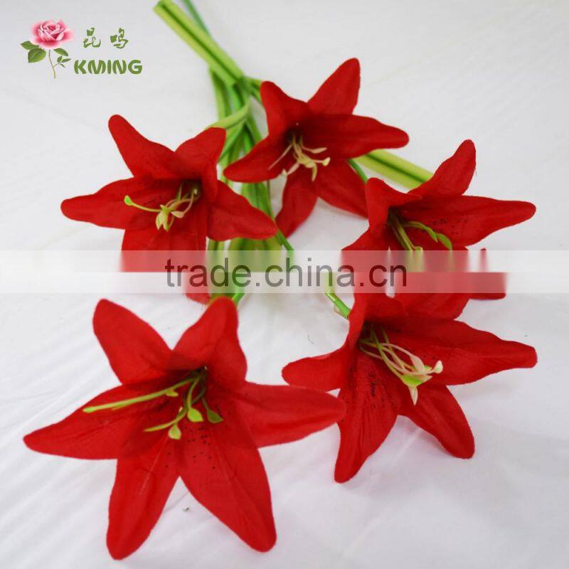 Single stem fashion accessory artificial potted lily for home decoration hotel decoration