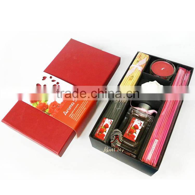 Home decoration glass bottle with essential oil reed diffuser with incense stick