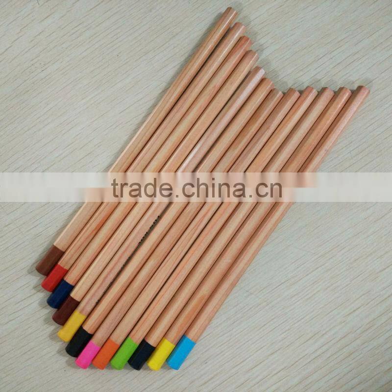 7" standard size hexagonal shape high quality natural wood color pencil with dipped end