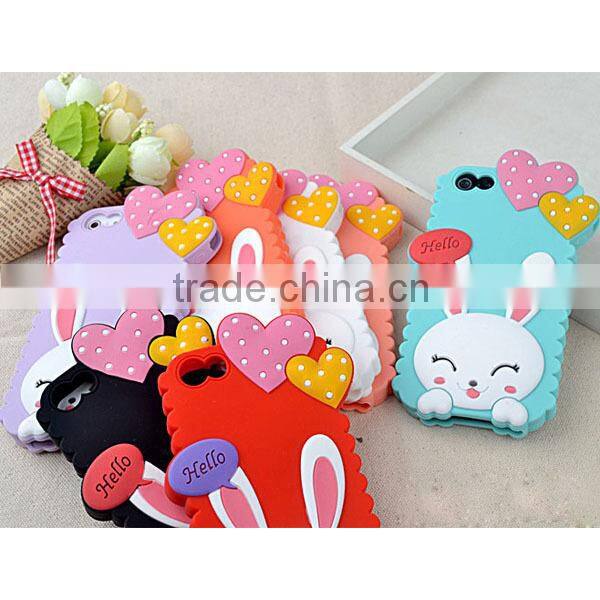 2014 lovely durable cheap price mobile rabbit shape silicone phone case