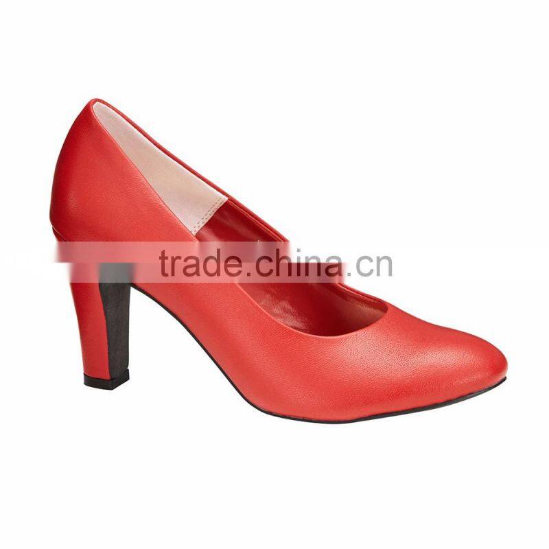 Fancy Party High Heel Round toe shape classic ladies breatheable PU lining comfortable RED sheep skin pump shoes