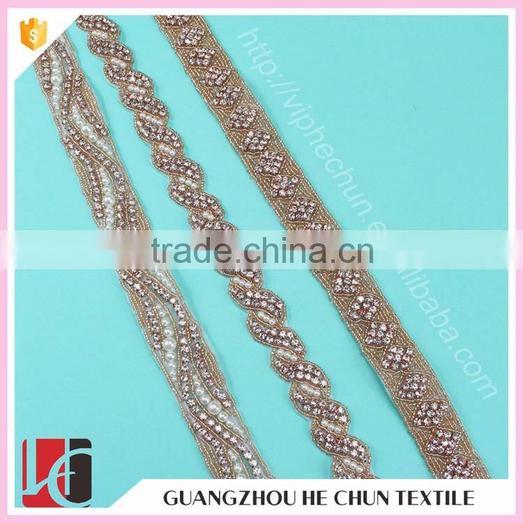 HC4625-1 Hechun Export Quality Garments Fashion HotFix Rhinestone Beaded Trim