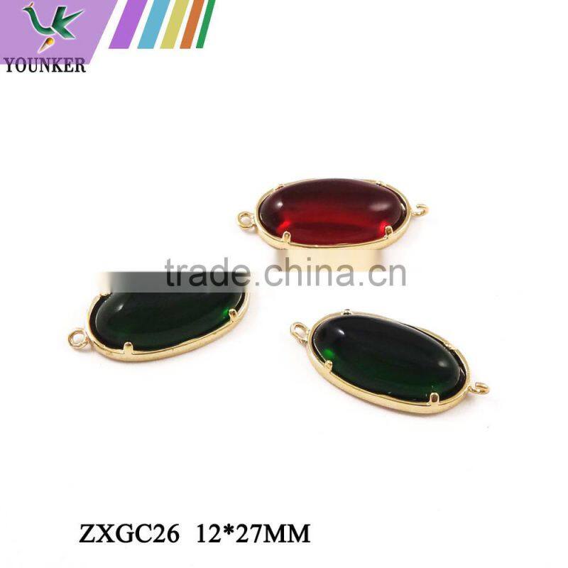 2016 New Design Hot Sale Zircon Faceted Pendant Glass Gold & Silver Bezel Paw Setting gemstone Connectors for Jewelry Making.