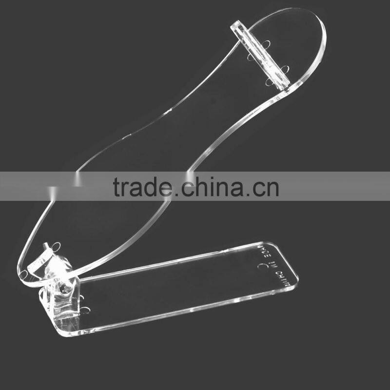 Retail price wall mount plexiglass shoe shelf display, slatwall acrylic shoe riser shoe holder stand shelf