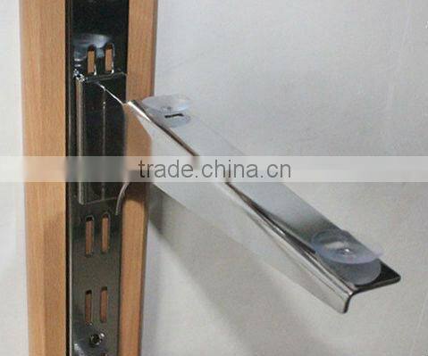 Supermarket metal shelf glass support bracket