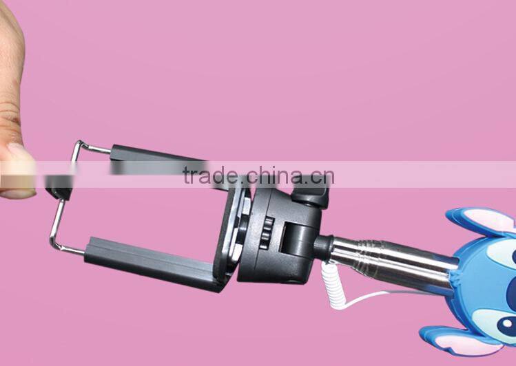 Fashionable Cheap cartoon selfie stick for mobile phone camera
