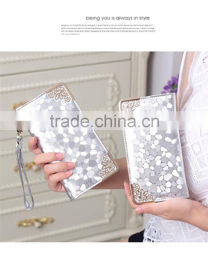Elegant PU Leather Woman Bling Wallet Laides Latest handbag Purse