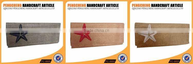 Ladies party evening bag paper straw and polyester material stars design clutch bag