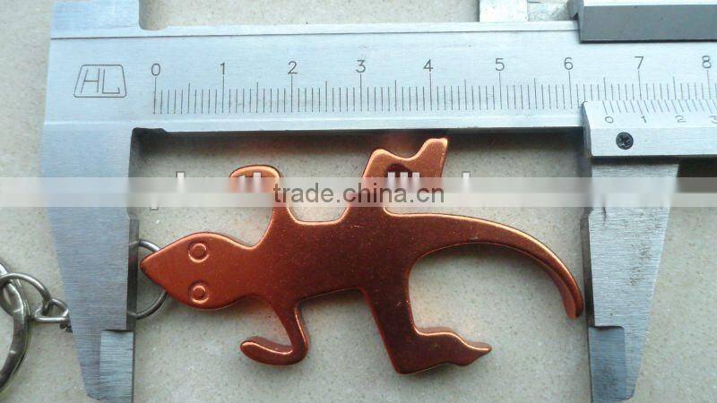 promotional keychain gekko shapped aluminium beer bottle opener