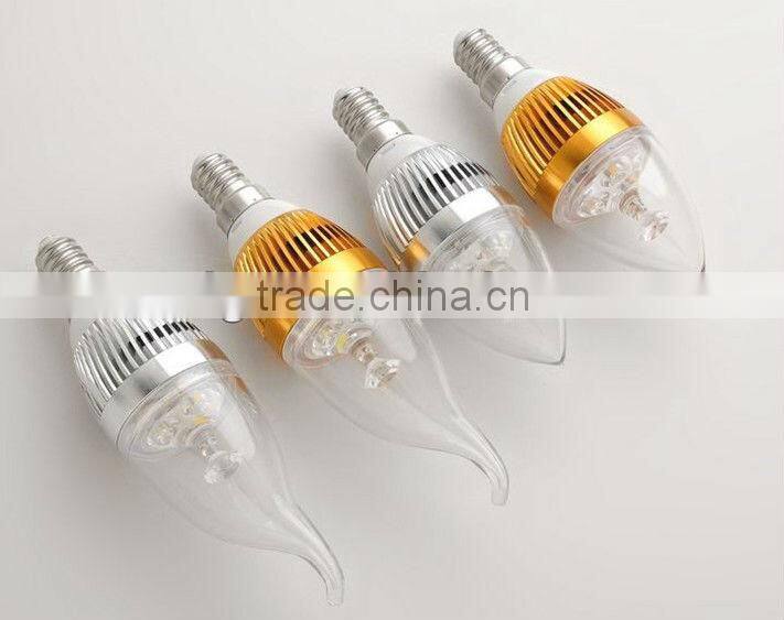 High lumens Dimamble 5w e14 led candle bulb with 3 years warranty (CE& Rohs)