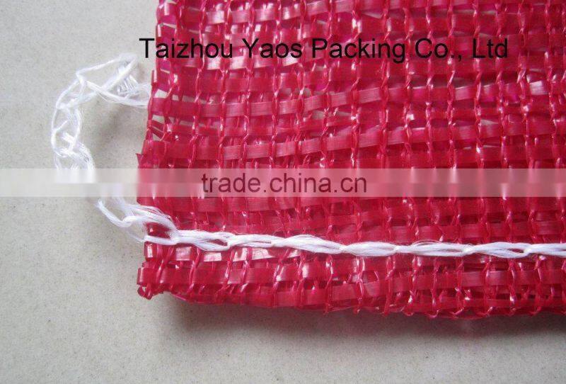 red PP tubular mesh bag vegetables onion circular drawstring tubular bag