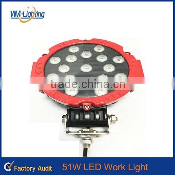 Hot sale cars,jeep,auto parts 51w led work light ip68 12v led headlight for truck