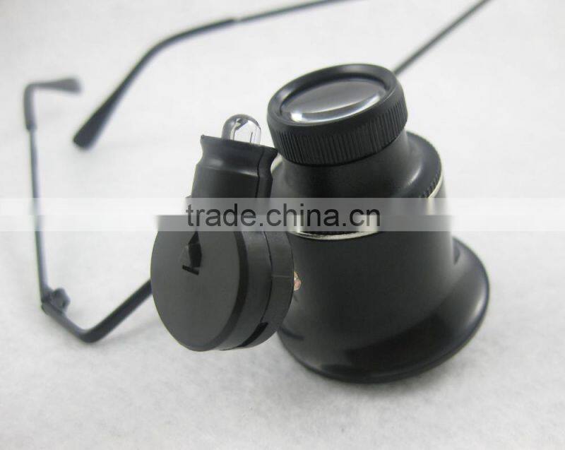 High quality Optical lens 2 LED Glasses Magnifier wholesale for repairing ,working,reading