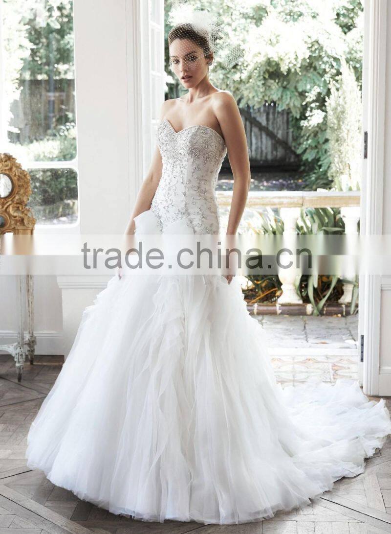 (MY2601) MARRY YOU Alibaba Sweetheart Embroidered Beaded Ruffle Skirt Wedding Dress 2016