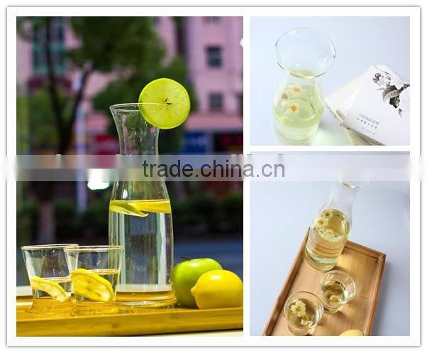 custom design clear borosilicate mouth blown glass pitcher/kettle/jug,high quality glass carafe