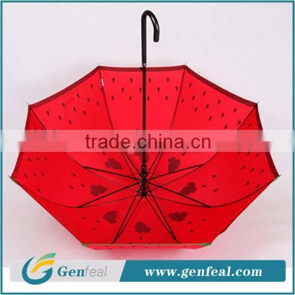 21 inch Polyester fabrice fruit design red automatic ladies umbrella