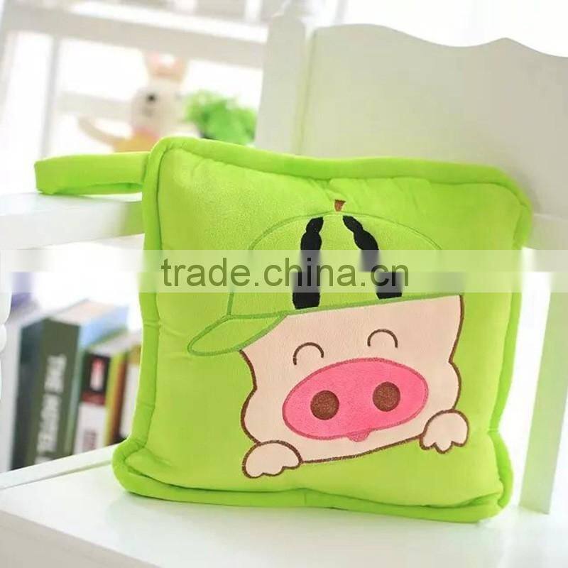lovely cartoon animal mudull pig style colorful 1X1.5m office TV plush A/C multifunctional pillow cushion blanket