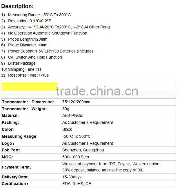 Hot selling Instant Read Kitchen and BBQ Grill Digital Meat Thermometer