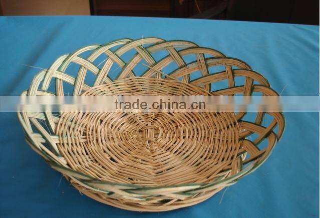 Round hollow bamboo household draining basket