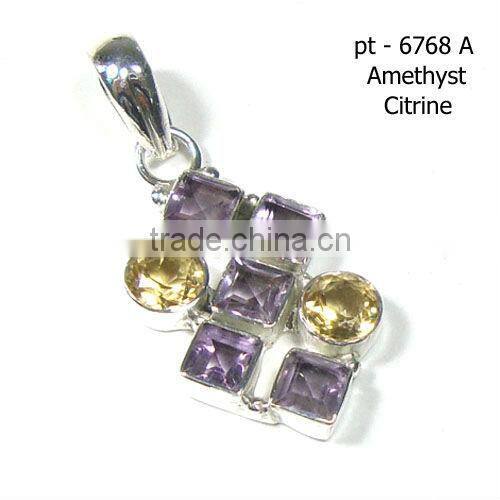 Sterling Silver Hand Crafted Stone Pendant