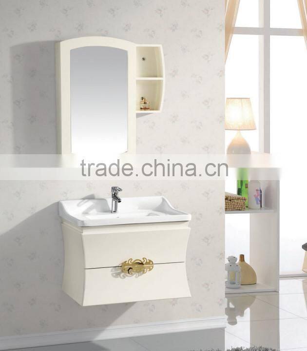 New Design Cream Wall Mounted PVC Vanity