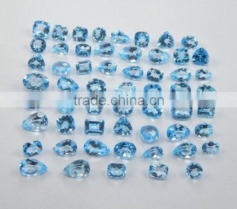 Natural swiss blue topaz faceted gemstone, blue topaz loose gemstone