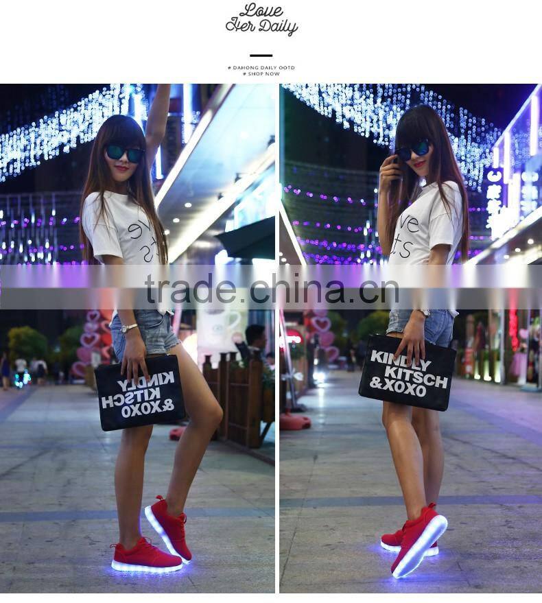 mesh led schuhe oem low moq customized footwear woman mens luminous led light up shoes