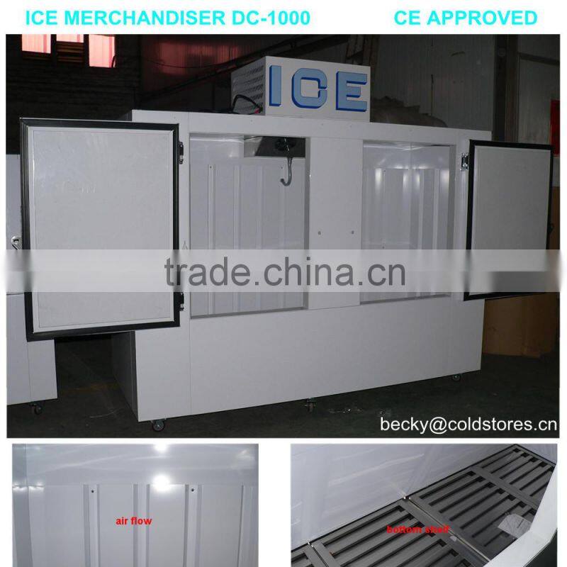 Refrigerated ice storage box with static refrigeration system