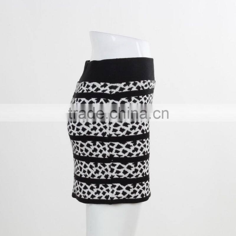 F5S43013 New Arrival Contrast Waistband Knit Skirt Women Stripe Mini Skirt