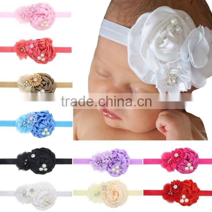 Christmas Style Woven Crochet Elastic Band with feather clips Floral Headband Girls Hair Jewelry Photo Prop Craft