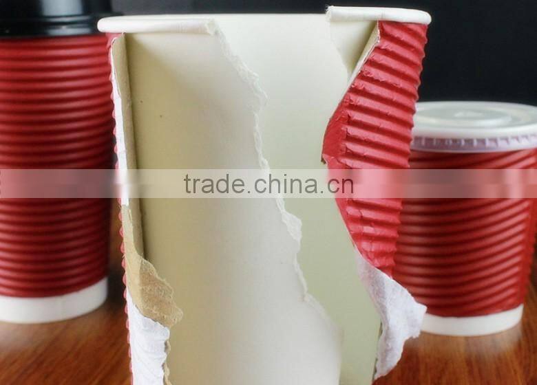 Custom disposable logo print colorful Christmas coffee ripple wall paper cups for coffee/tea/milk