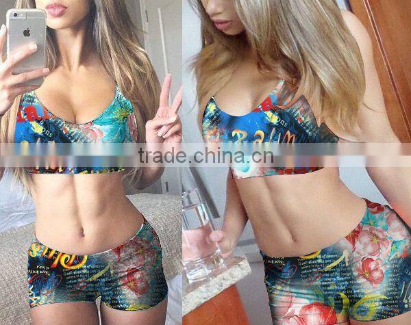 2015 new arrival fashion boxer shorts swimwear sexy colorful swimwear for women muslim two-piece bikini swimwear wholesale
