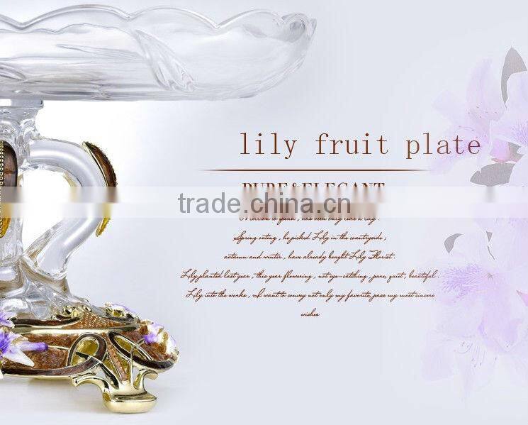 RORO Conjugal Felicity lily enamel pewter crystal glass fruit plate