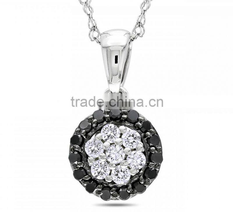 Crescent moon pendant necklace, stone flower pendant