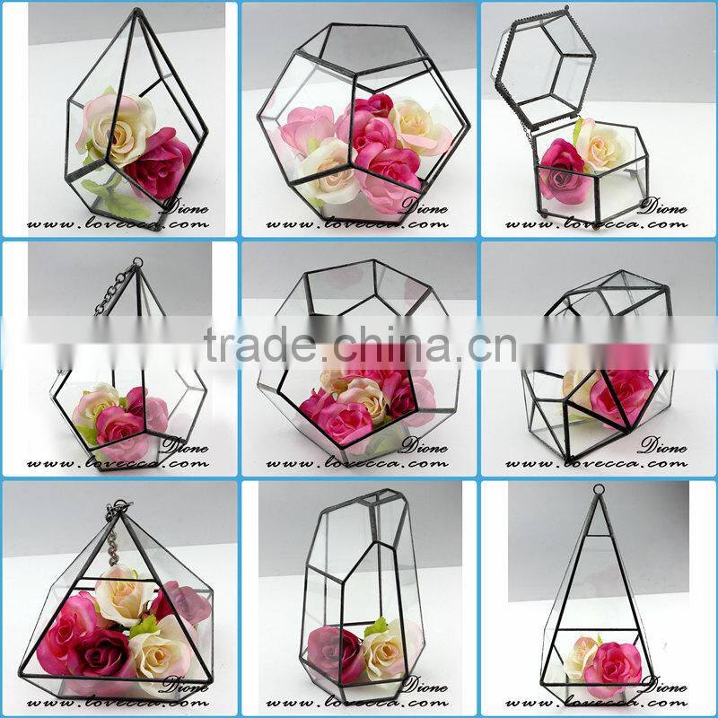 metal decoration vintage gift cabinet display home stained glass house container