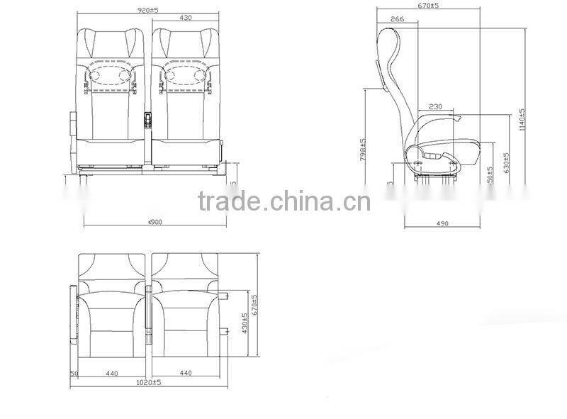 Double Passenger Seat With Fixed Back(Second Class) for Railway